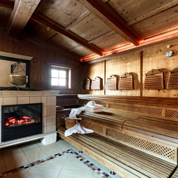 Sauna de cabaña de troncos